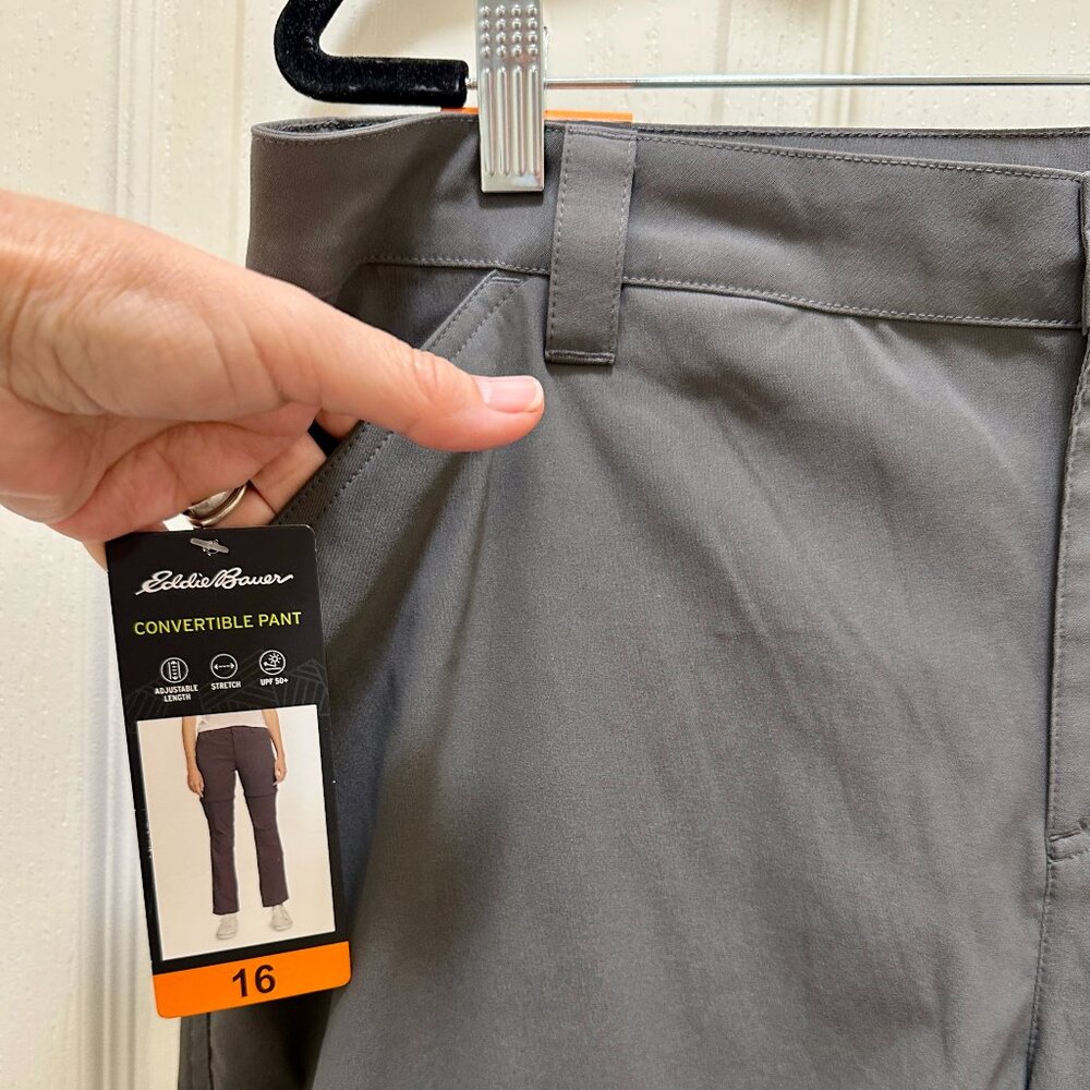 Eddie Bauer Women's Convertible Pant Size 16 Gray Adjustable Length UPF 50+ NEW - Picture 3 of 15